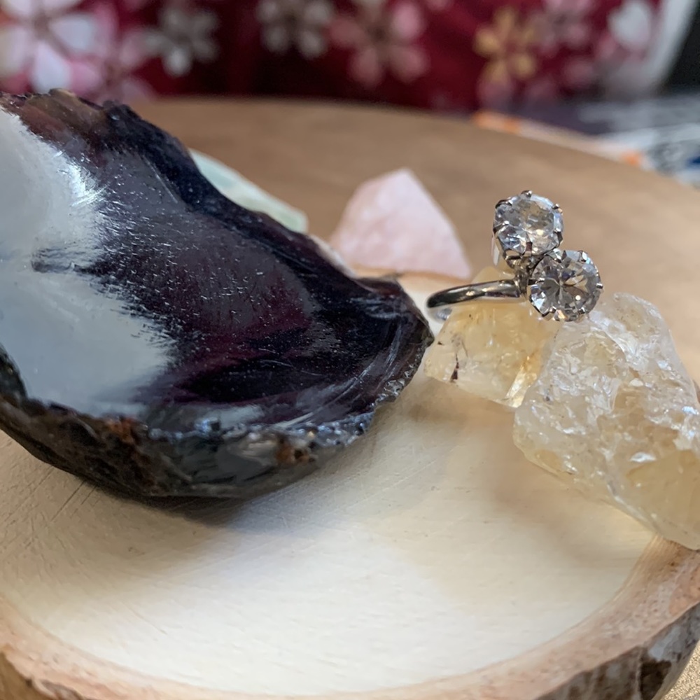 double set quartz sterling silver ring